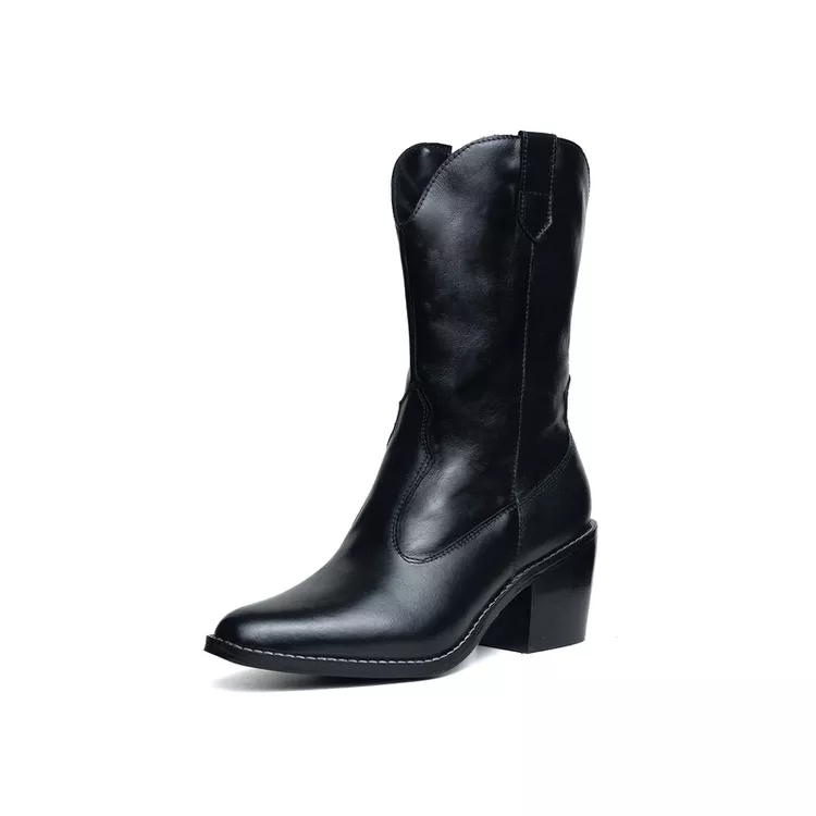 Bota Western Sofia Cano Médio Preta - SOFIA-PRETA - KUENTO SHOES
