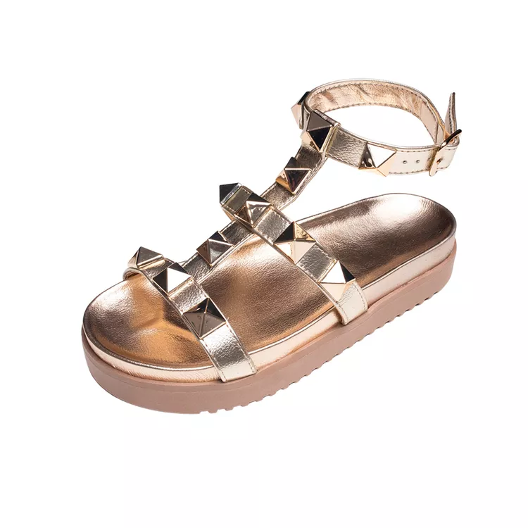 Sandália Pirâmide Ana Sola Alta Ouro Light - ANA-O... - KUENTO SHOES