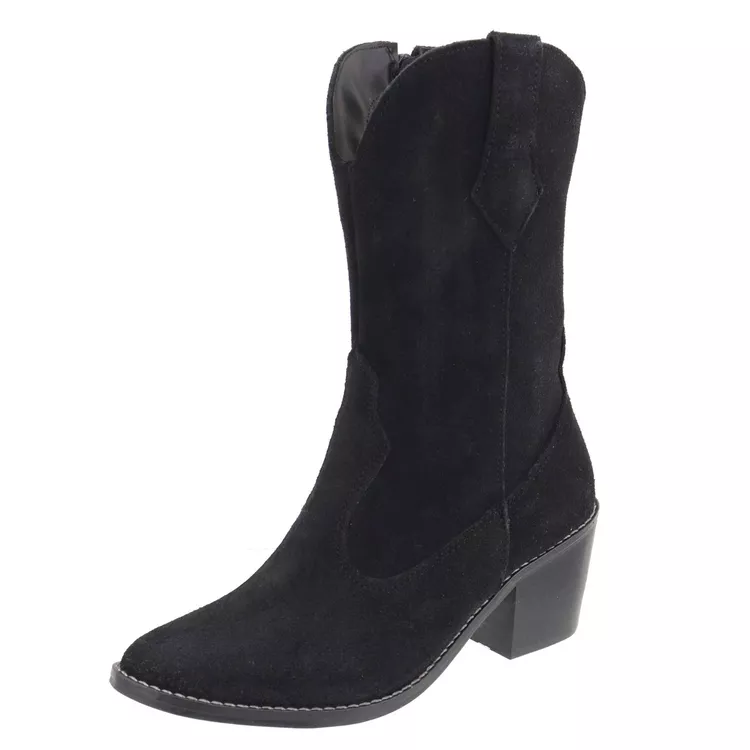Bota Kiara Camurça Preta - KIARA-PRETA - KUENTO SHOES