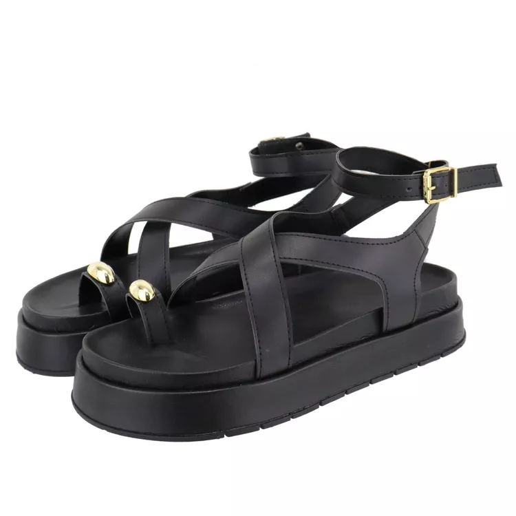 Flatform Lais Preta - LAIS-PRETA - KUENTO SHOES