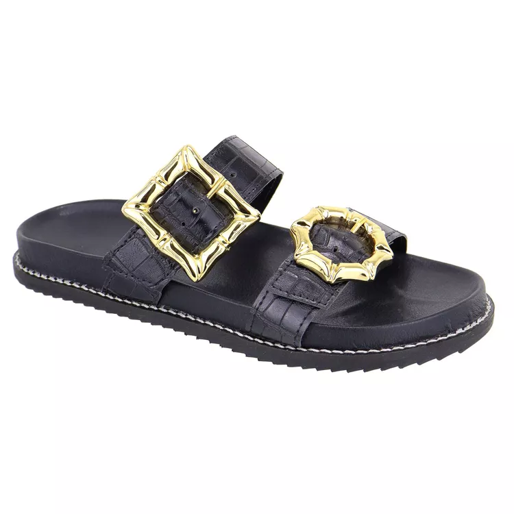 Flat Duda Croco Preta - DUDA-PRETA - KUENTO SHOES
