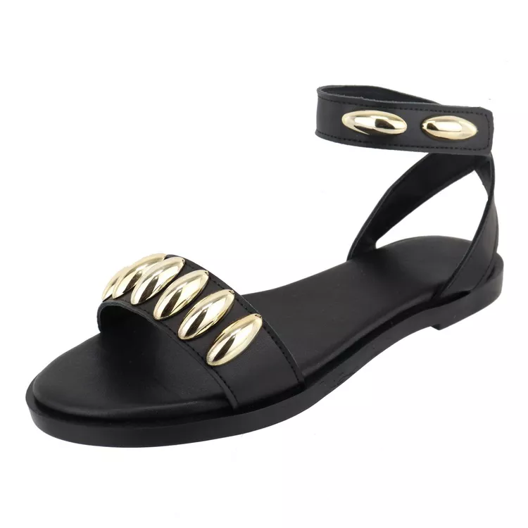 Flat Rasteira Nina Preta - NINA-PRETA - KUENTO SHOES