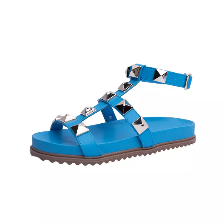 Sandália Rasteira Piramide Azul - PIRAMIDE AZUL - KUENTO SHOES