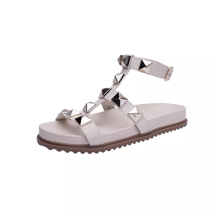 Sandália Rasteira Piramide Off White - PIRAMIDE OF... - KUENTO SHOES