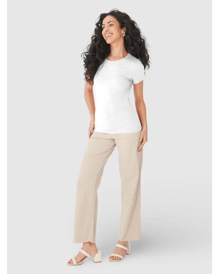 Blusa Básica Feminina Decote Redondo Em Algodão Branco