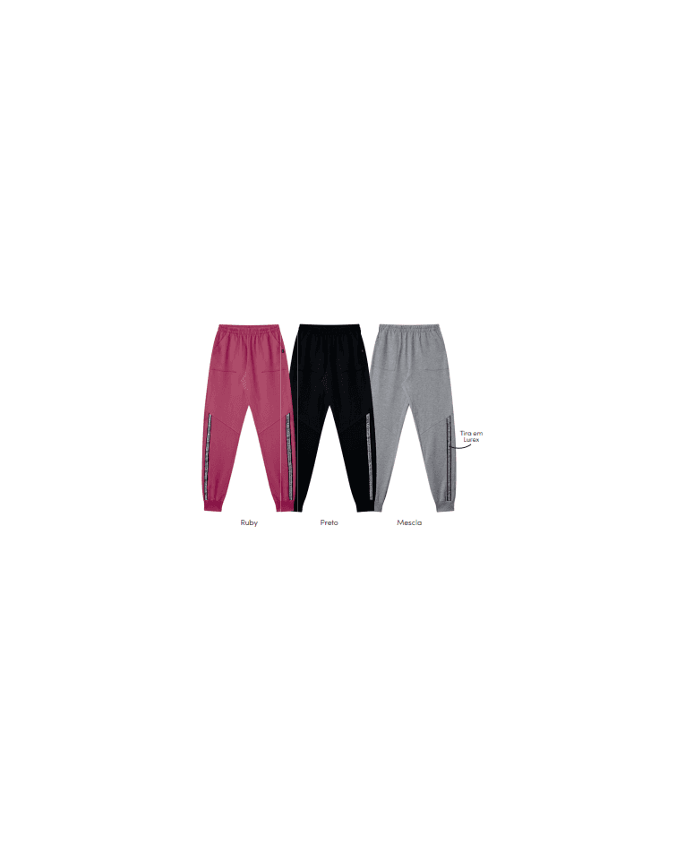 Calça de Moletom detalhada Soletex mescla feminina juvenil 10-16