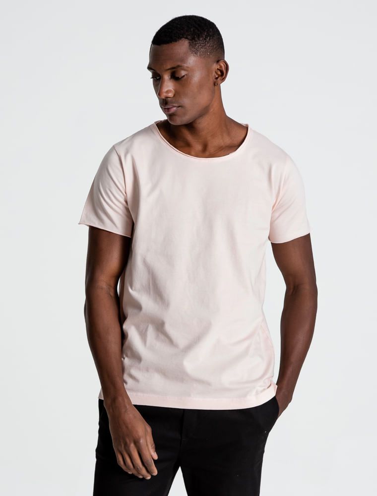 Camiseta Rosa Gola Canoa