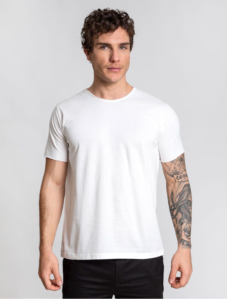 Camiseta Básica Off-White Gola Rasgada - Hermoso Compadre