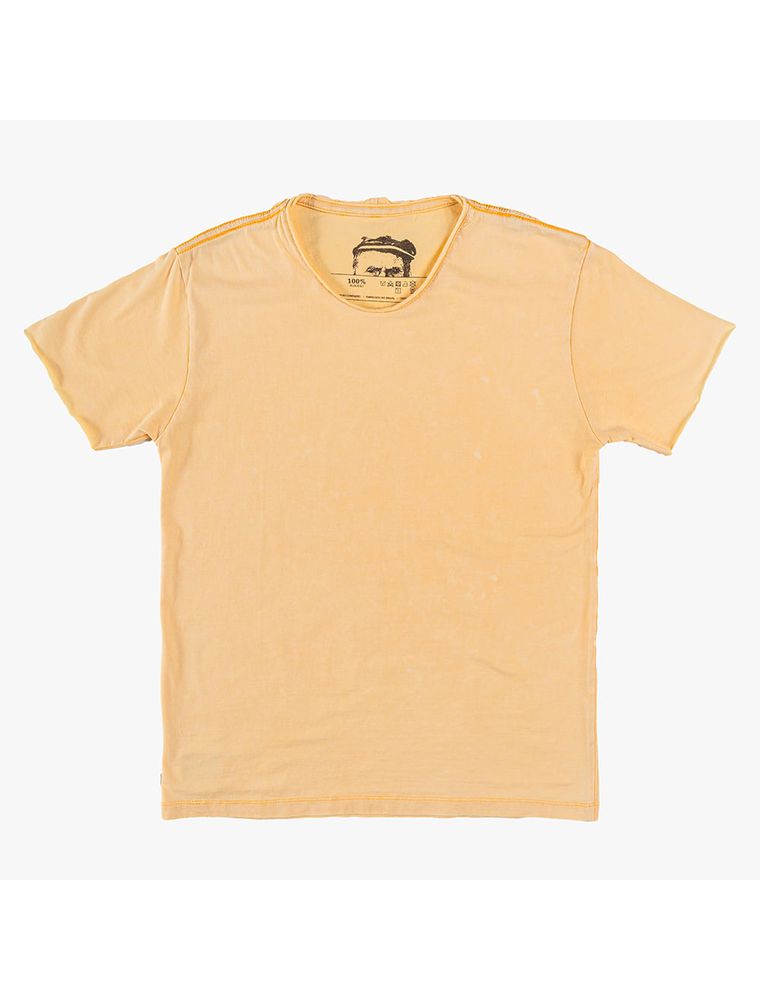 T-SHIRT BÁSICA MEIA MALHA AMARELA GOLA RASGADA MAR... - Hermoso Compadre
