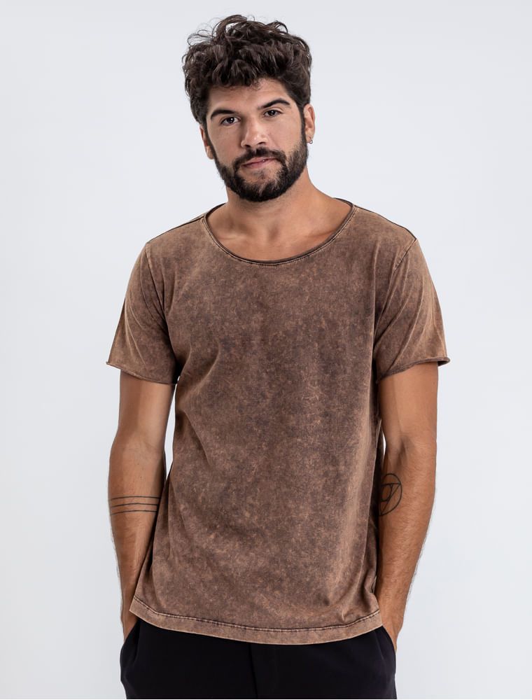 Camiseta Preta Marmorizada Gola Canoa - Hermoso Compadre