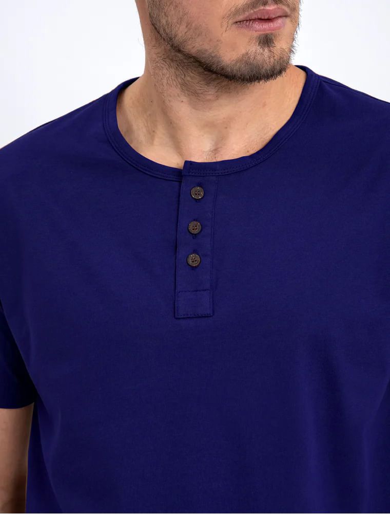 Camiseta Henley Azul