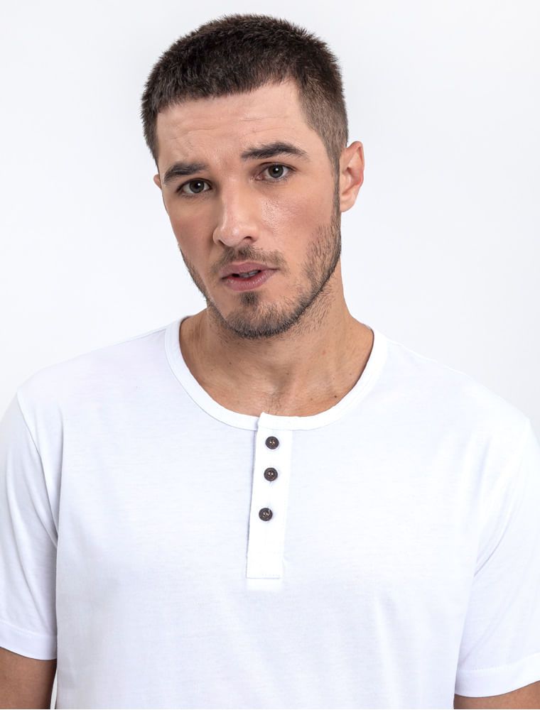 Camiseta Henley Branca
