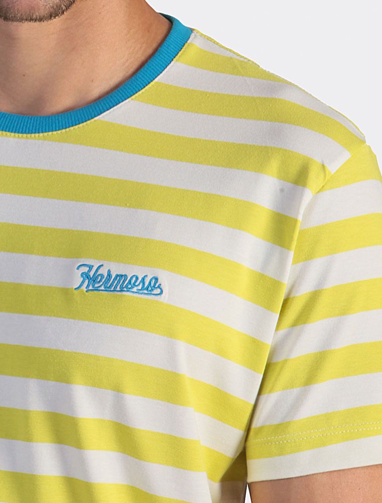 Camiseta Ringer Listrada Verde