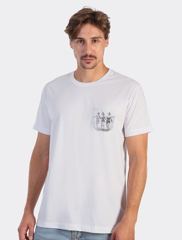 Camiseta Branca Com Bolso Girls - Hermoso Compadre