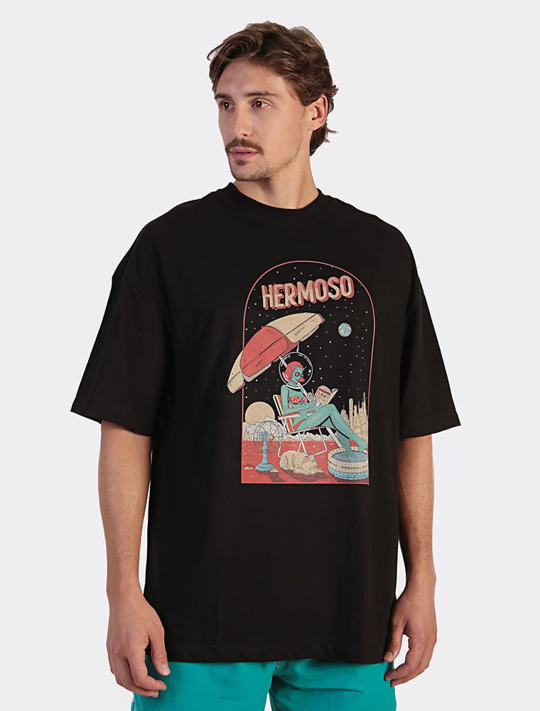 Camiseta Summer Space Oversized Preta - Hermoso Compadre