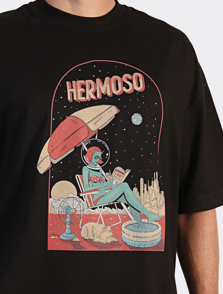 Camiseta Summer Space Oversized Preta