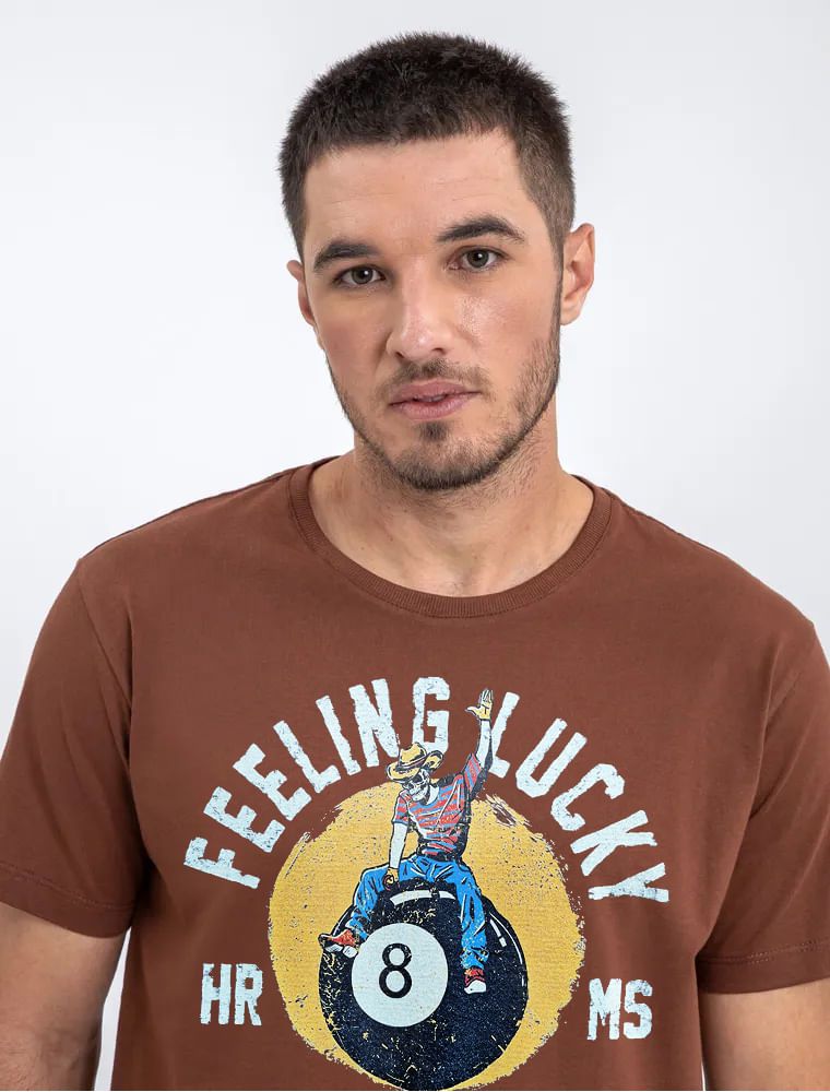 Camiseta Feeling Lucky Marrom