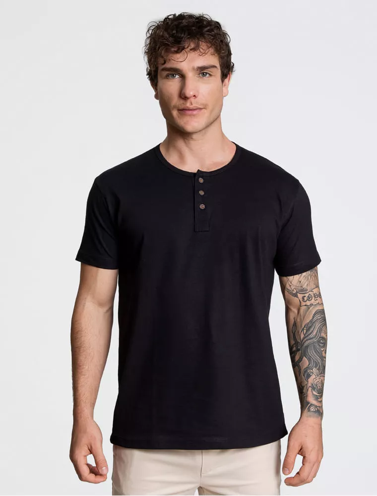 Camiseta Henley Preta - Hermoso Compadre