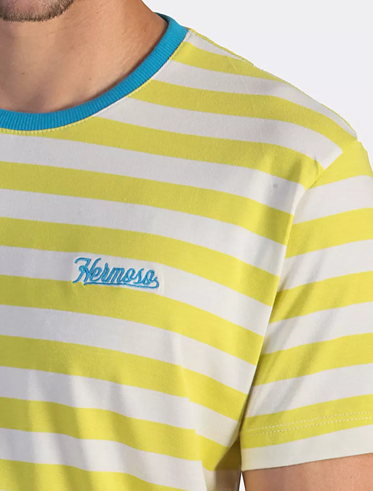Camiseta Ringer Listrada Verde