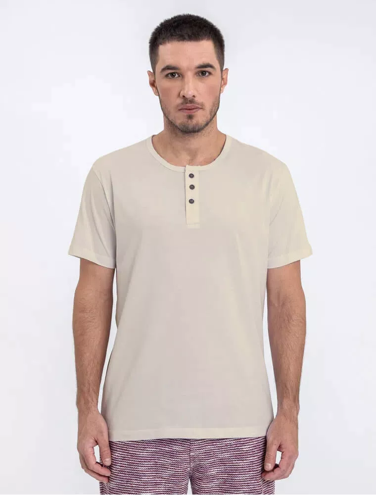 Camiseta Henley Bege Dunna - Hermoso Compadre