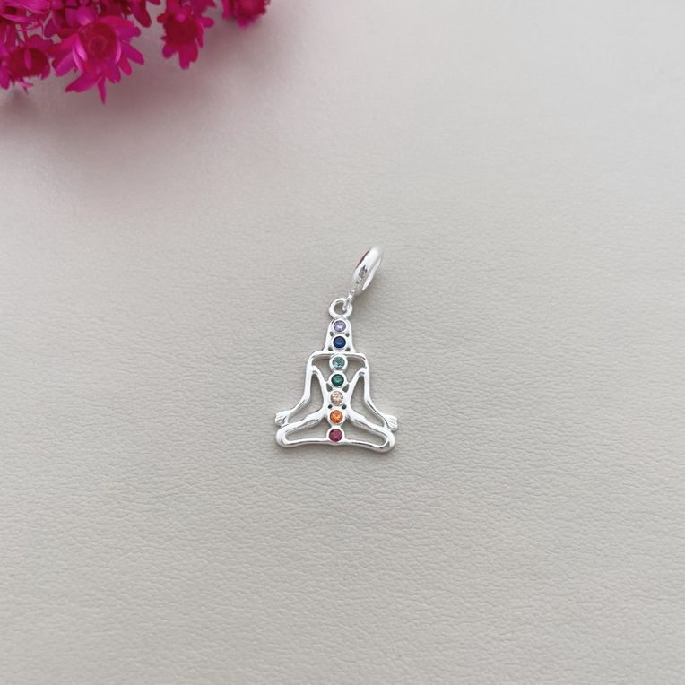 Pingente Berloque Chakras Zircônias em Prata 925 