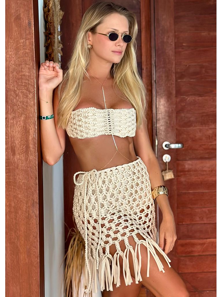 Conjunto Macramê Itacaré Areia - Fika Beachwear