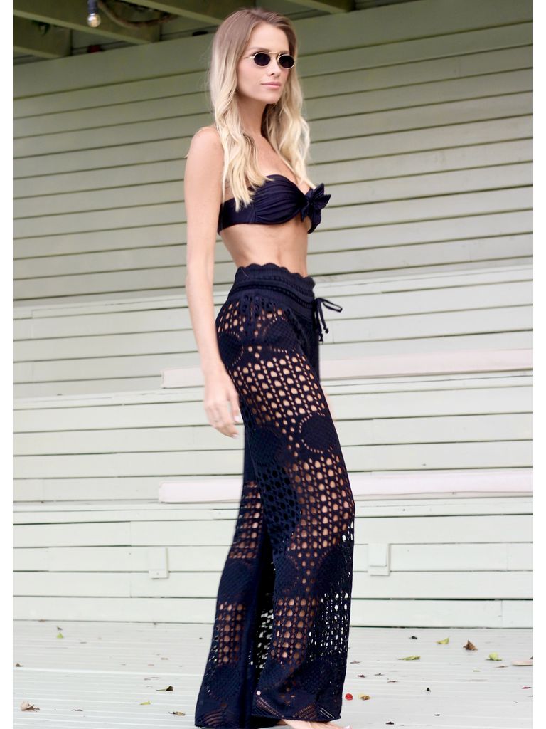 Calça Tricot Sicília Preta - Fika Beachwear