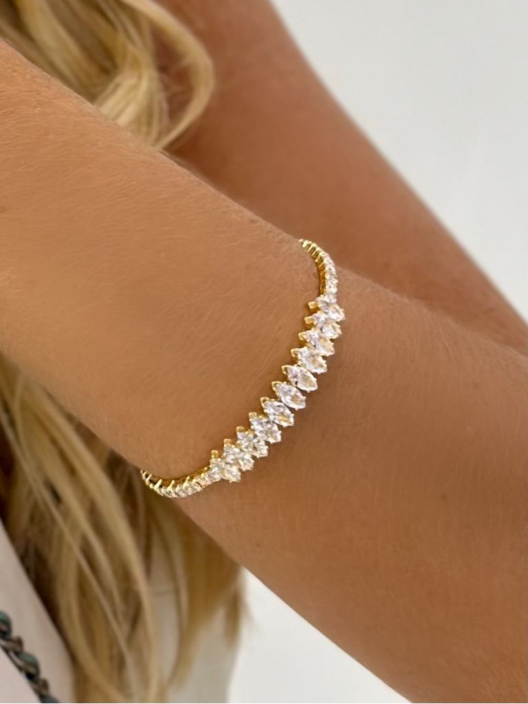 Pulseira Ouro Bracelete Riviera Cristal FIKA + AMM - Fika Beachwear