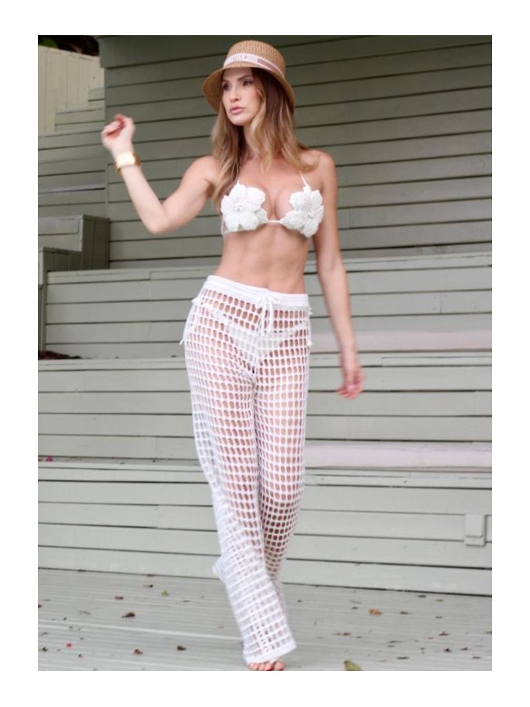 Calça Tricot Marbella Off White - Fika Beachwear