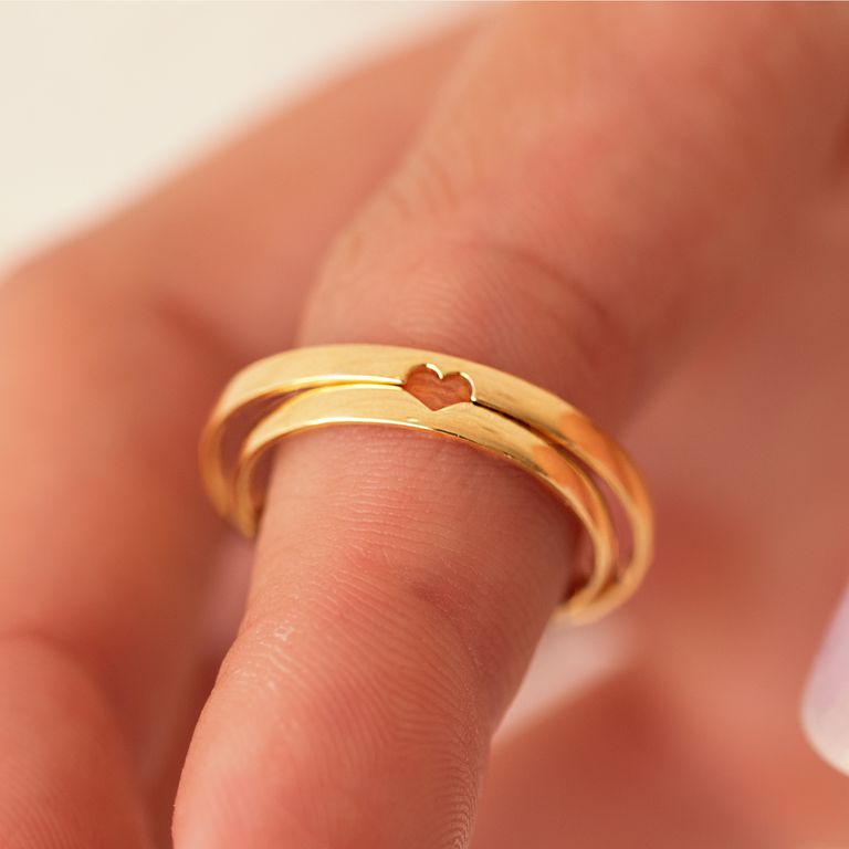 Aliança de Casamento em Ouro 2mm Coração (Bazar Rosê)