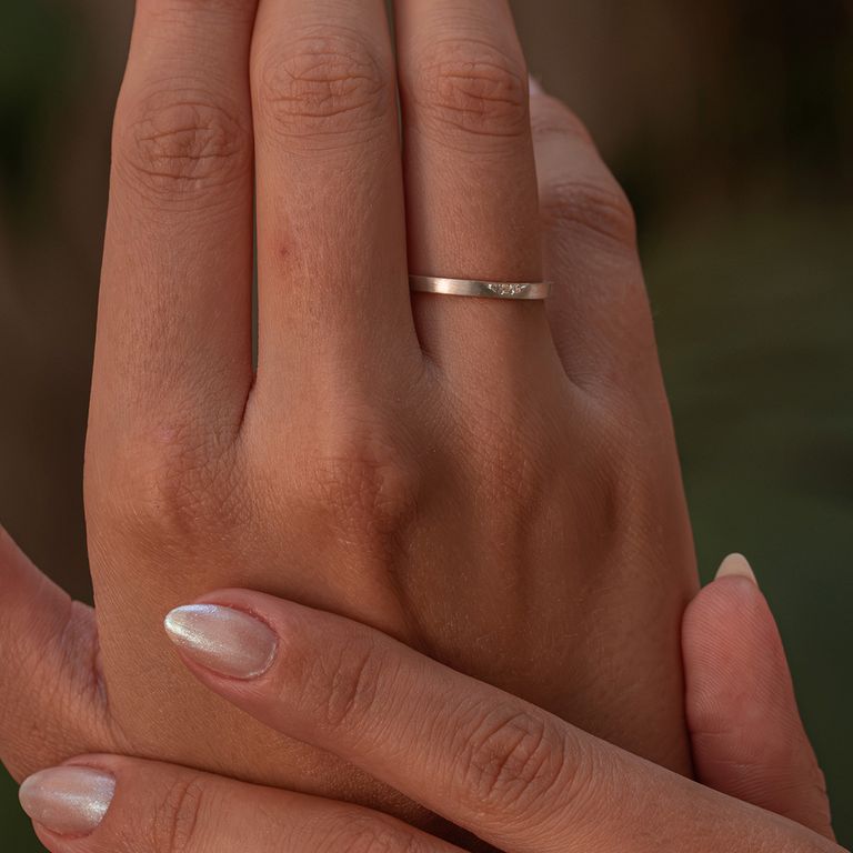 Aliança de Namoro em Prata Esterlina 925 Espirita 3mm - Par (Bazar Rosê)