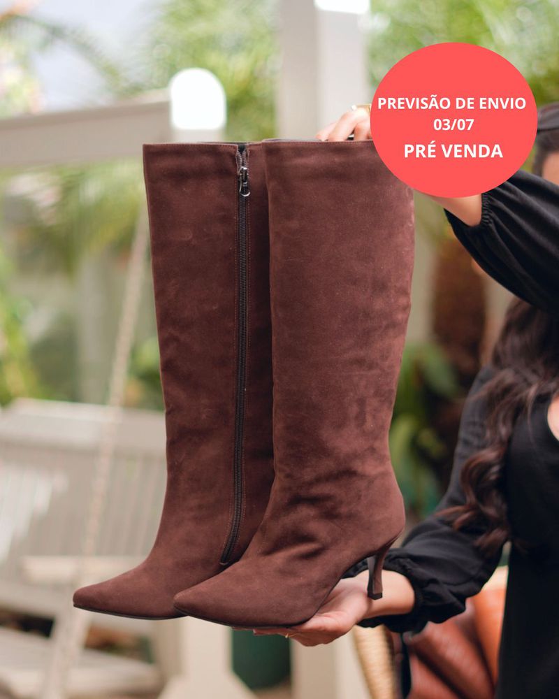 PRÉ VENDA - BOTA NINA CAMURÇA MARROM CAFÉ - FLUÍDA