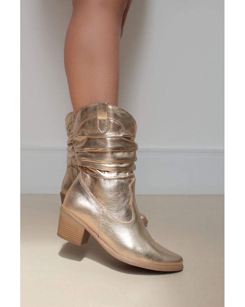 BOTA WESTERN LUNA EM COURO DOURADO - FLUÍDA