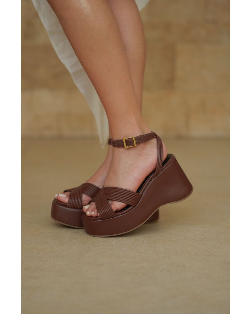 JOANA- SANDÁLIA ANABELA MARROM - FLUÍDA