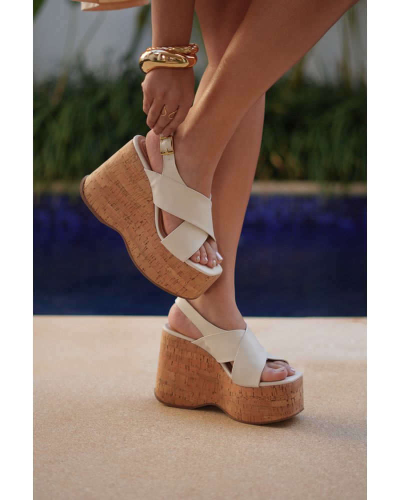 MAYA - SANDÁLIA PLATAFORMA OFF WHITE - FLUÍDA