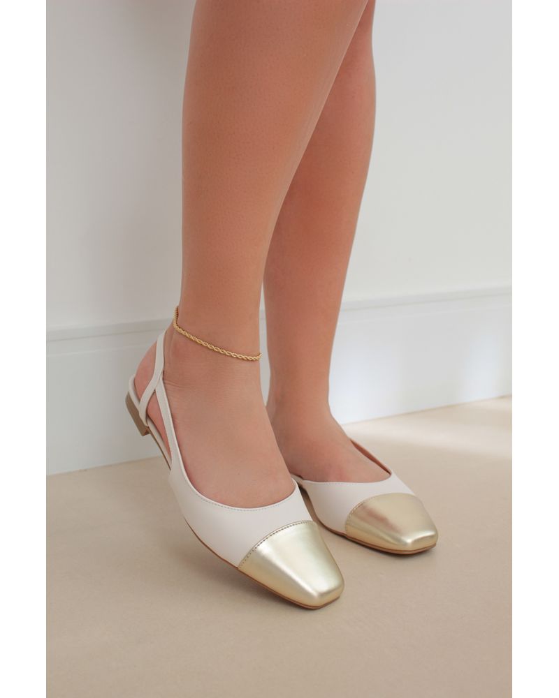 SAPATILHA BICOLOR OFF COM DOURADO LUCY - FLUÍDA