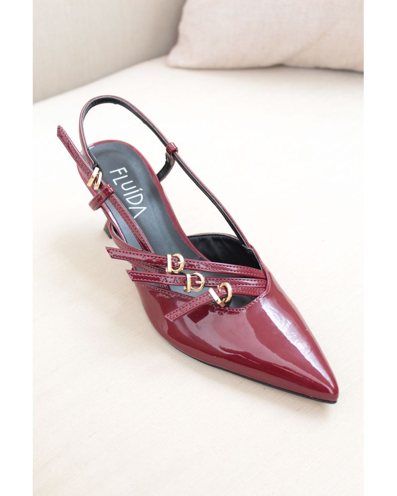 SCARPIN SLINGBACK CEREJA VERNIZ AMÉLIA - FLUÍDA
