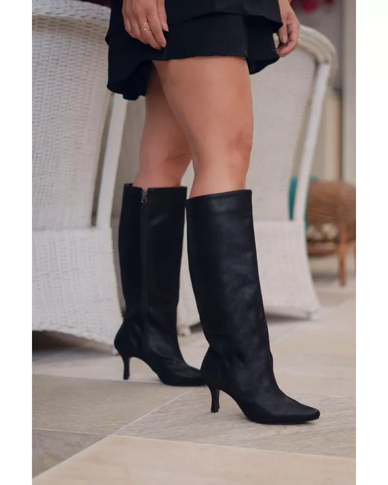 NINA - BOTA NOBUCK PRETA - FLUÍDA