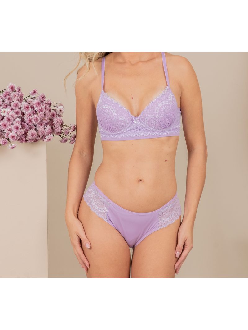 Conjunto Reforçado Rendado com Bojo 2032 - HARMONIA - LILA LINGERIE