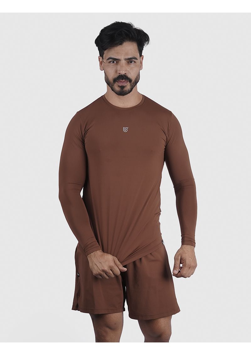 Camiseta Basic Usup Café Poliamida Uv 50+ Manga Longa