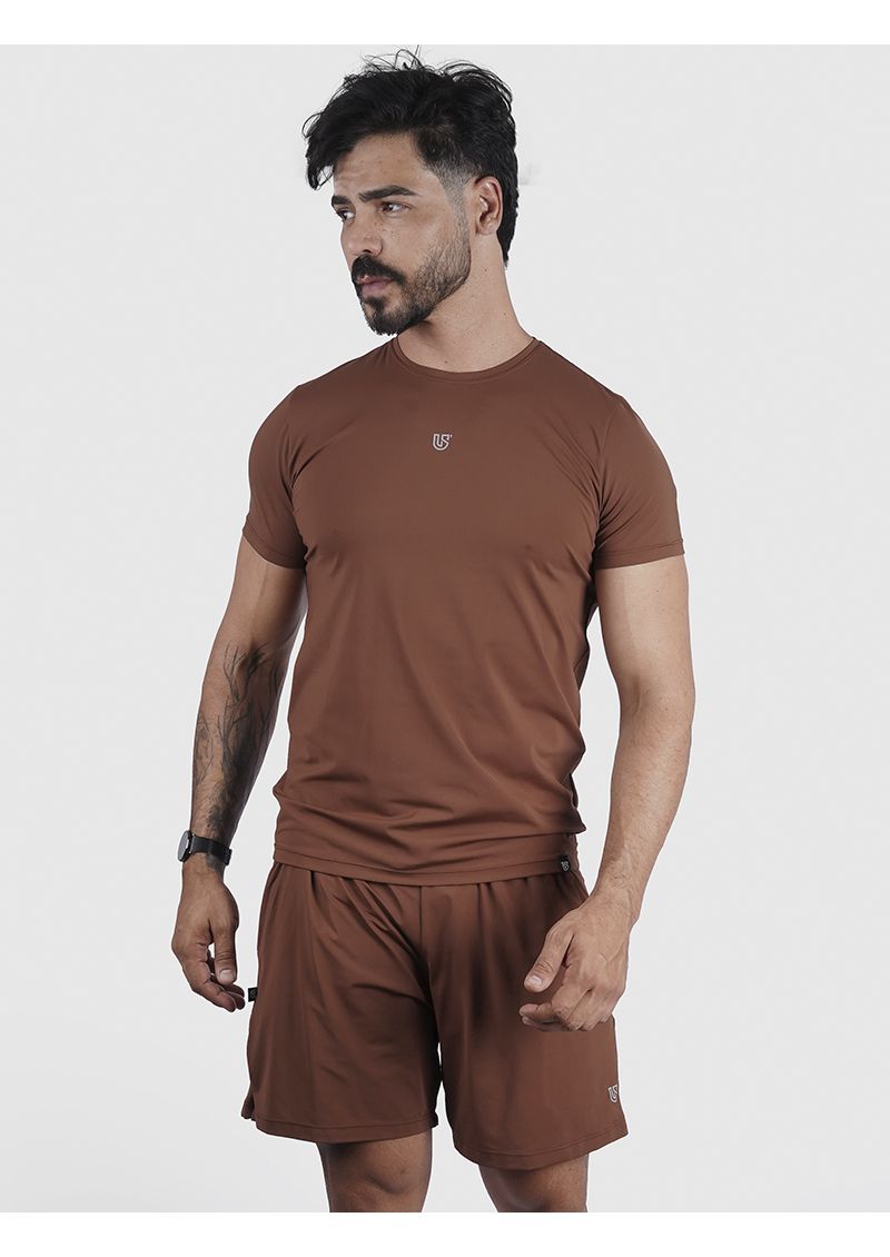 Camiseta Basic Usup Café Poliamida Uv 50+ Manga Curta 