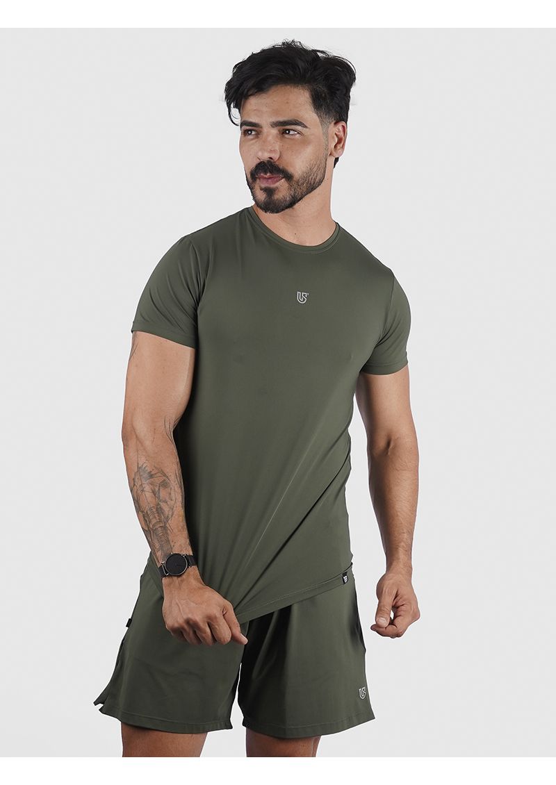 Camiseta Basic Usup Verde Militar Poliamida Uv 50+ Manga Curta 