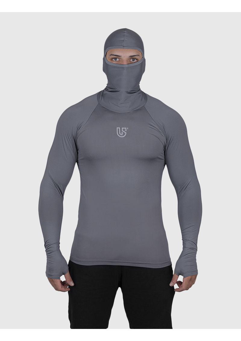 Camiseta Cinza USUP Ninja Manga Longa Microdry UV50+ Com Abertura de Polegar