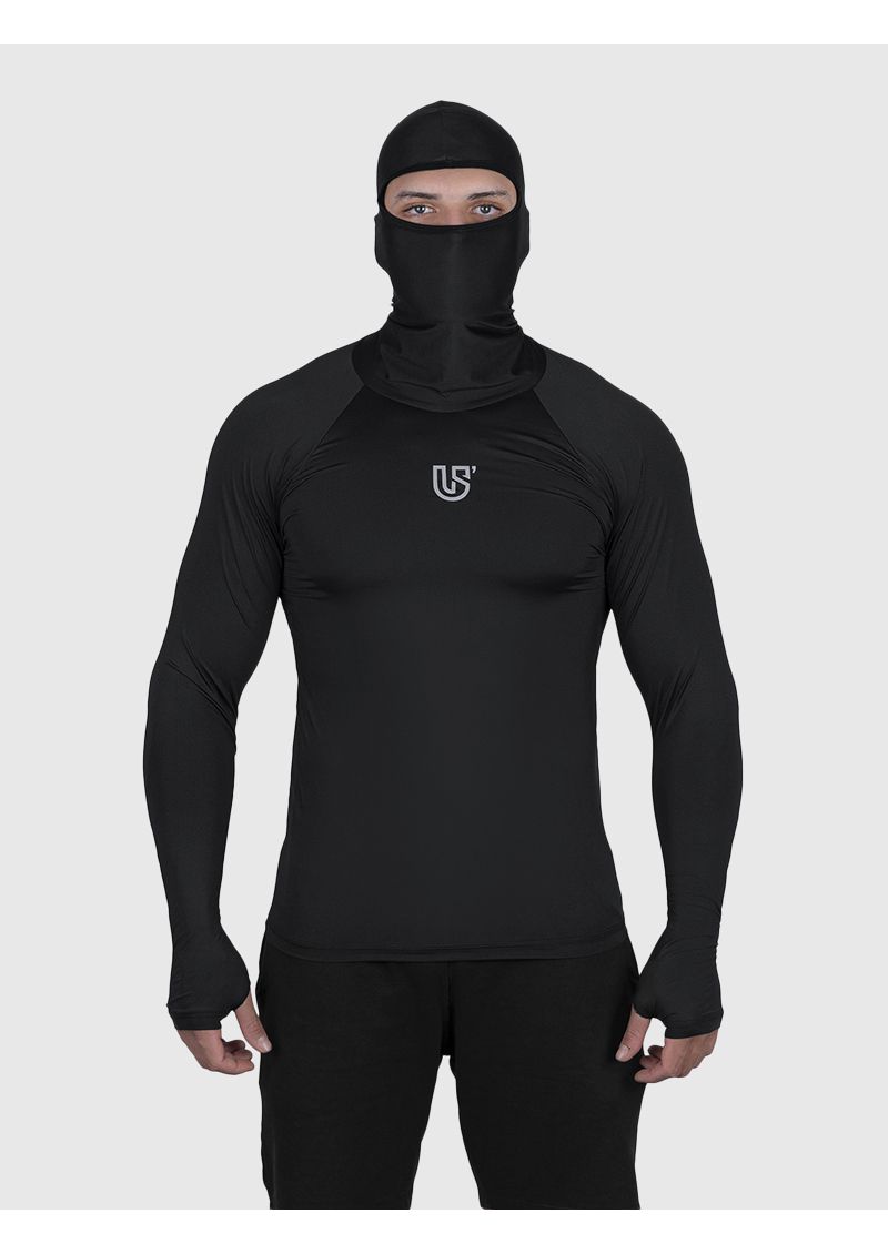 Camiseta Preto USUP Ninja Manga Longa Microdry UV50+ Com Abertura de Polegar