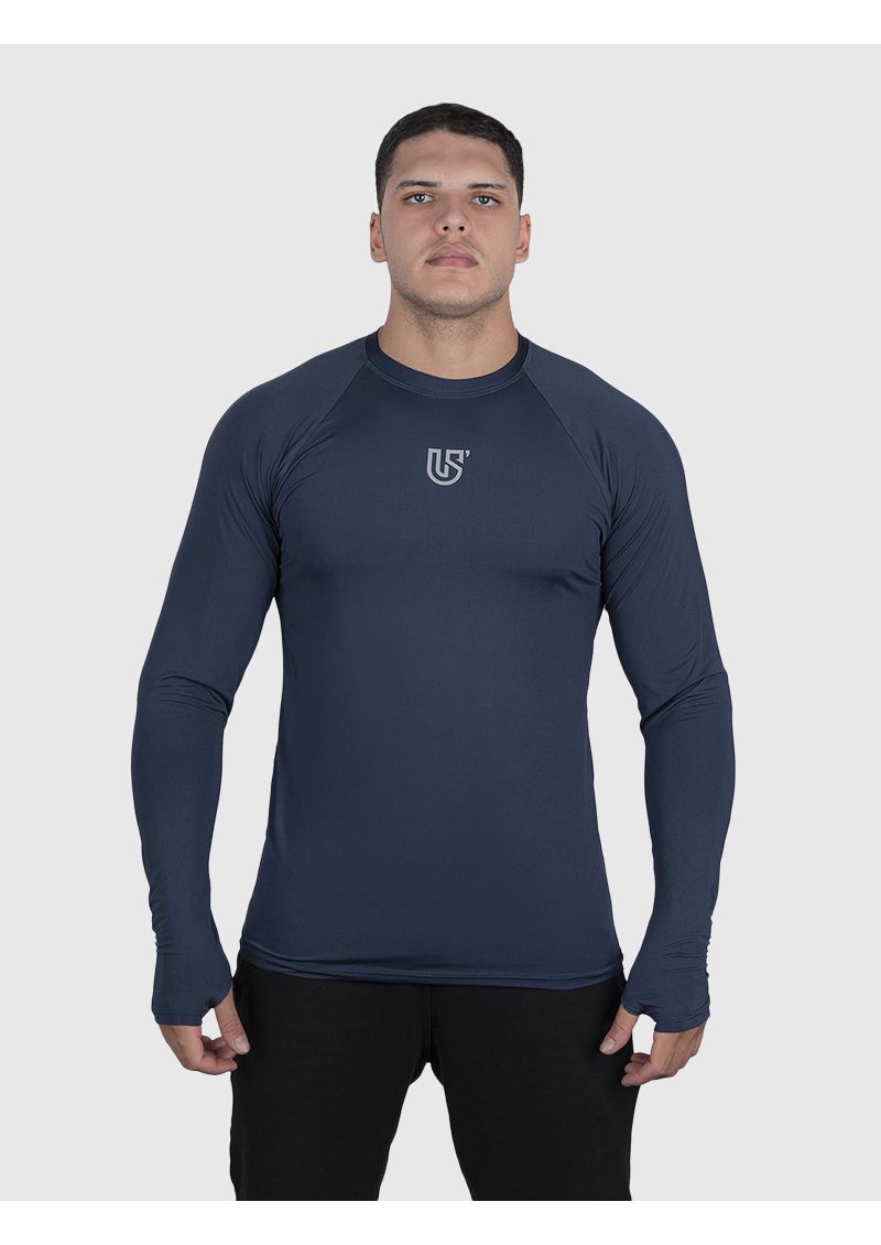 Camiseta Azul Marinho USUP Manga Longa Microdry UV50+ Com Abertura de Polegar