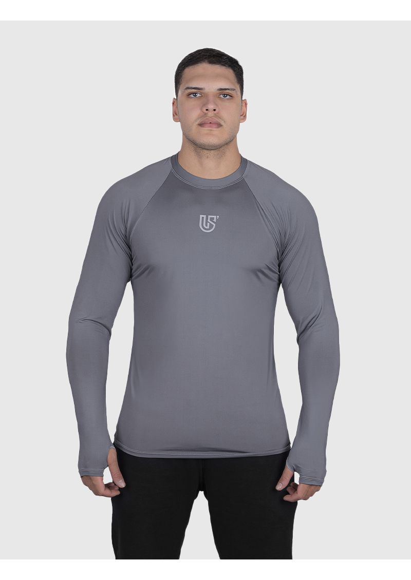Camiseta Cinza USUP Manga Longa Microdry UV50+ Com Abertura de Polegar