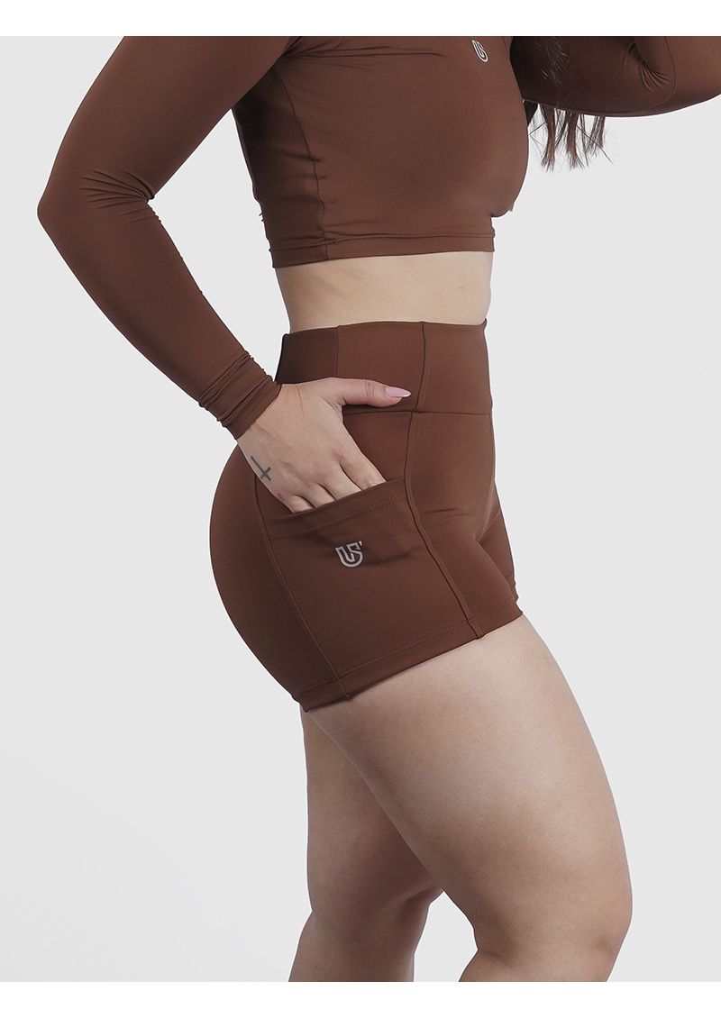 Short Luna Café Poliamida Uv 50+ Blackout Bolsos na Lateral 