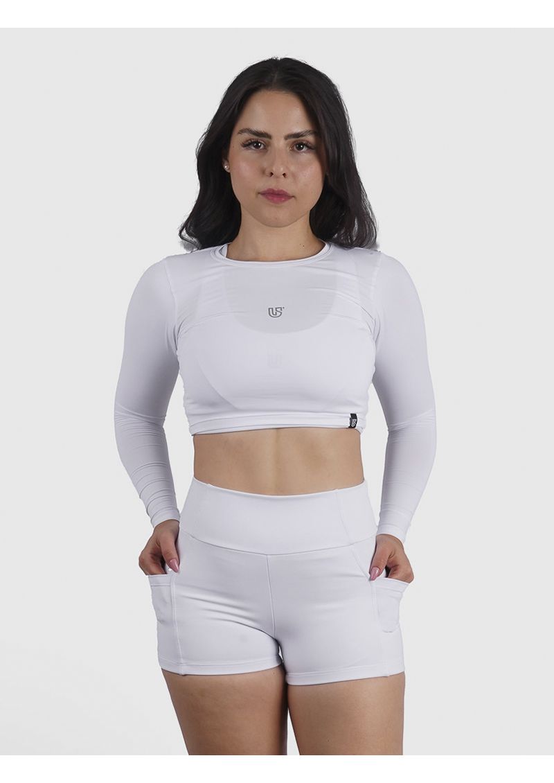 Cropped Luna Usup Branco Poliamida Uv 50+ Manga Longa