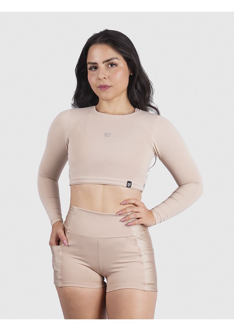 Cropped Luna Usup Creme Poliamida Uv 50+ Manga Longa