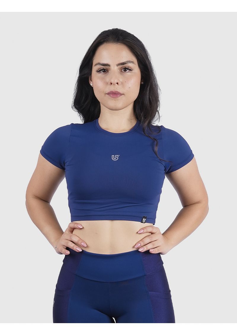 Cropped Luna Usup Azul Navy Poliamida Uv 50+ Manga Curta